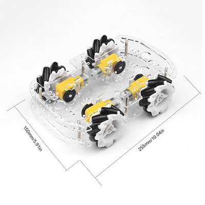 Mecanum için 4WD Plastik Şeffaf Tekerlek Akıllı Araç Şasi Kiti